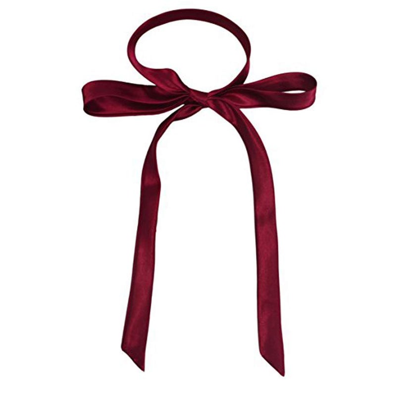 SYAYA Ladies Long Pre Bow Tie Solid Color Bowtie for Women WLJ14 (deep red) - Image 1